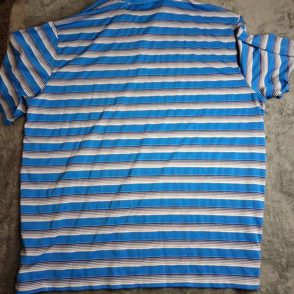 Nike Golf Men’s XXL Dri-Fit Tech Vent Stripe Performance‎ Polo Shirt Blue White